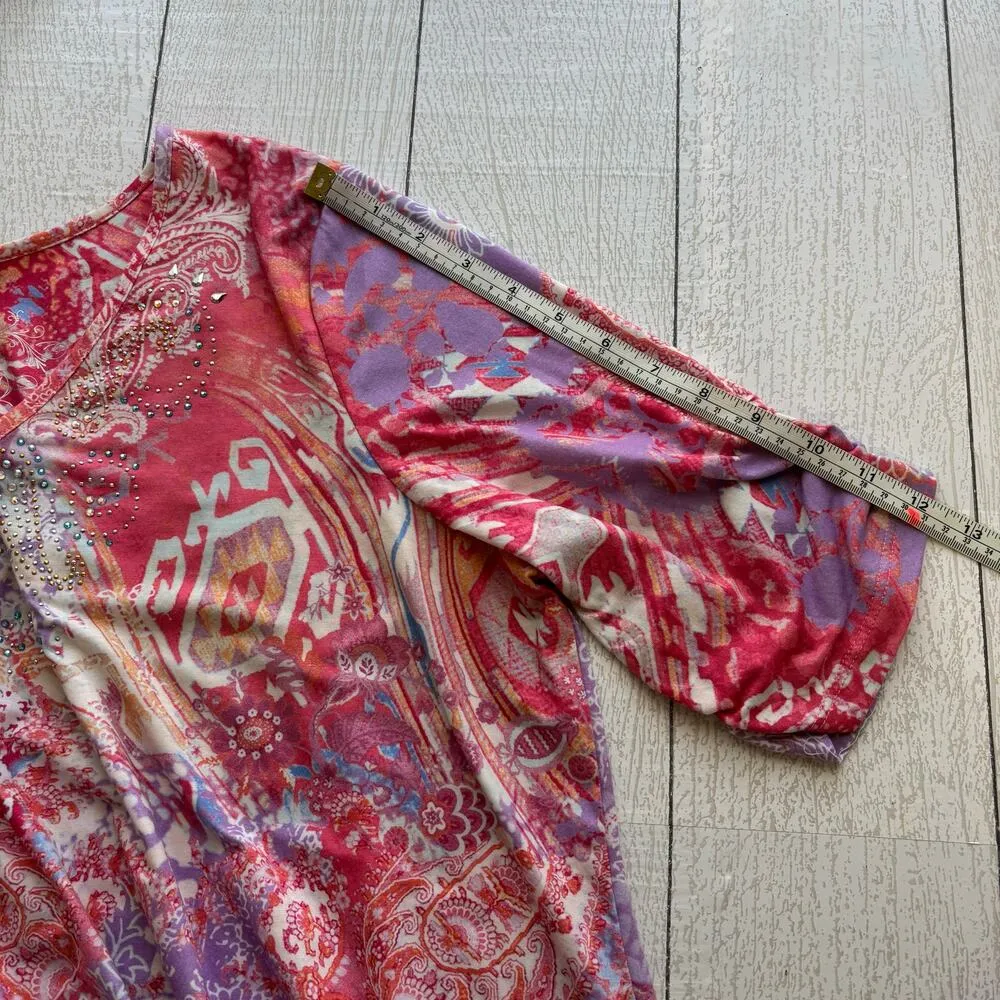 Gloria Vanderbilt Abstract Geometric Studded Shirt Size PXL - Image 4