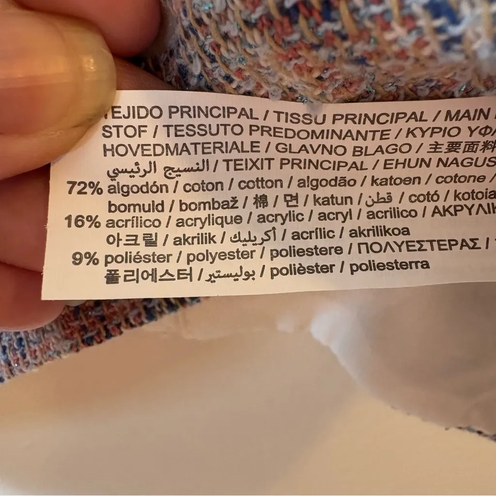 Zara Tweed Plaid‎ Crop Top Size Medium NWOT - Image 3