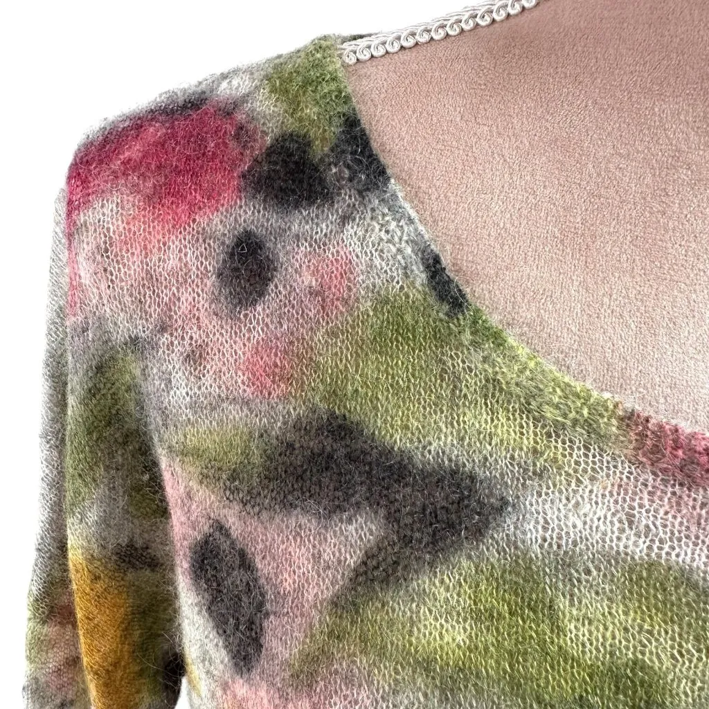 Anthropologie Sparrow Gray/Multi Floral Mohair Blend Scoop Neck Sweater Size L Gray Size M - Image 2