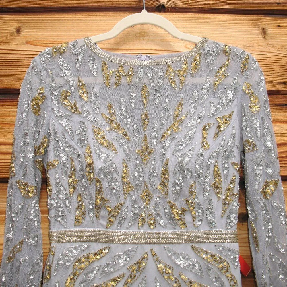 MAC DUGGAL 5124  Beaded Long Sleeve Evening Gown Dress - Image 8