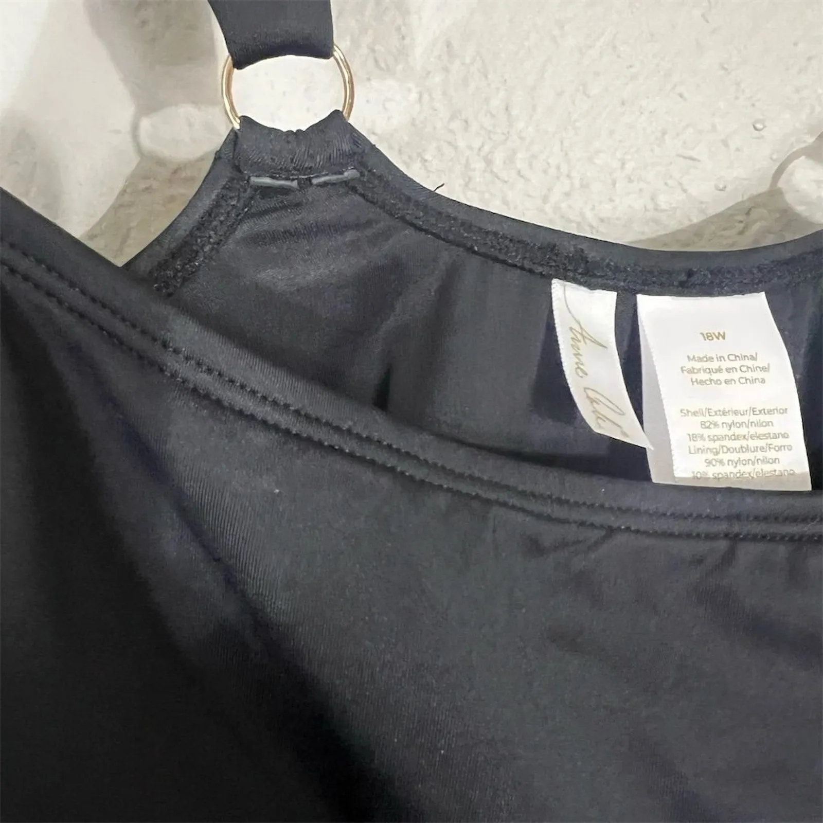 Anne Cole Women's Plus 18W Black Square Neck One Piece Swimsuit - Image 6