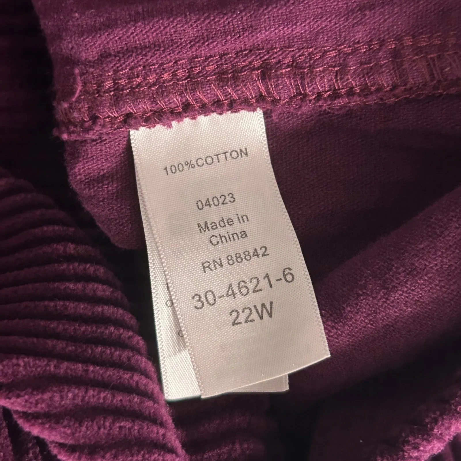 Roamans Corduroy Button Up Shirt Wine 22W Purple - Image 9