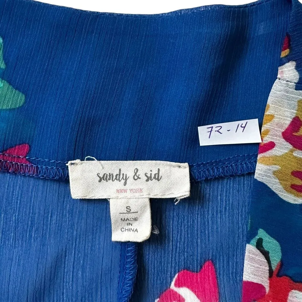 Sandy & Sid Blue Floral Sheer Cover Up Cardigan Women Size Small | 72-14 - Image 5