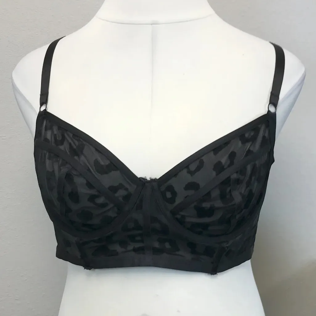 Torrid Mesh Flocked Leopard Longline Unlined Underwire Bralette - Size 14/16 (1) - Image 3
