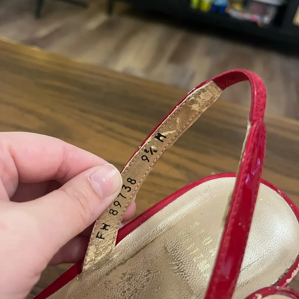 Stuart Weitzman Stuart Wietzman Red Open Toe Slingback Heels Size 9.5 - Image 8