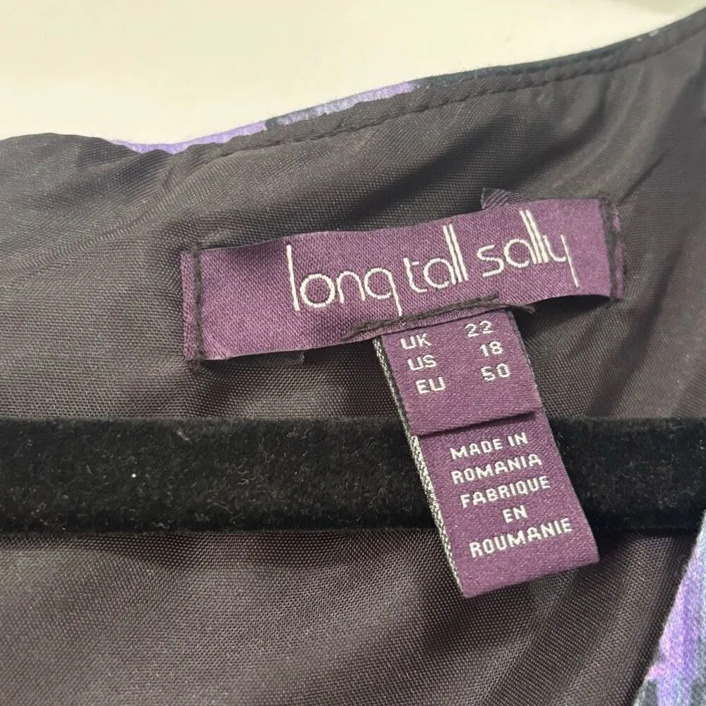 Long Tall Sally Purple Faux Wrap Sheath Dress Size‎ 18 Blue - Image 2