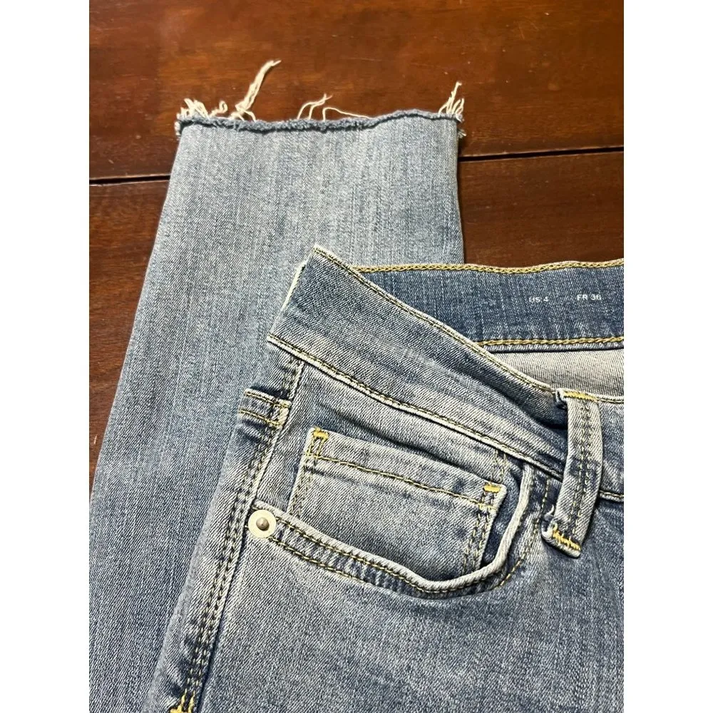 French Connection FC Jeans Skinny Ankle Blue Raw Hem Size 4 - Image 2