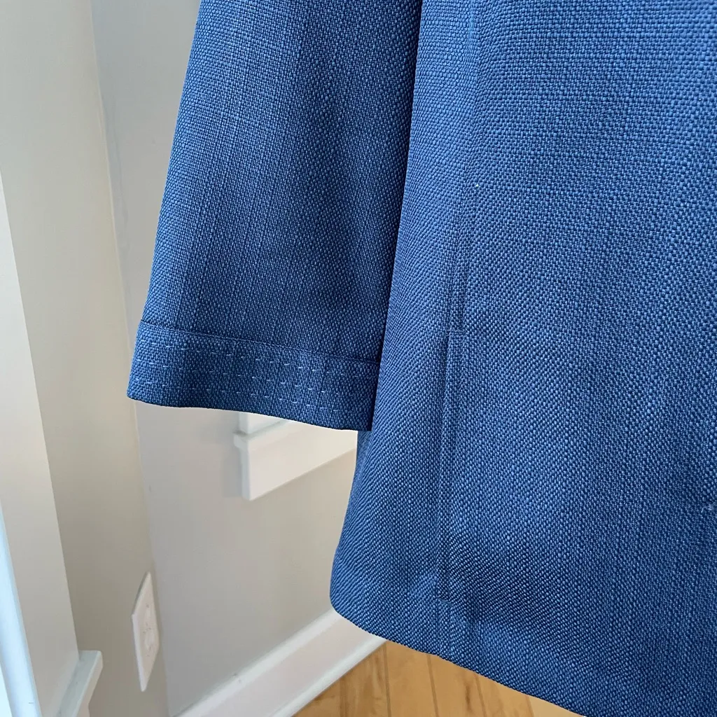 Vintage Alfred Dunner Minimalist Navy Blue Woven Swing Jacket Contrast Stitch - Image 7