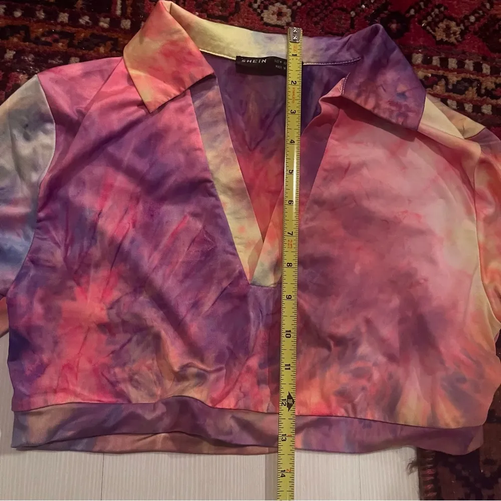 Long sleeve rainbow tie dye crop top - Image 8
