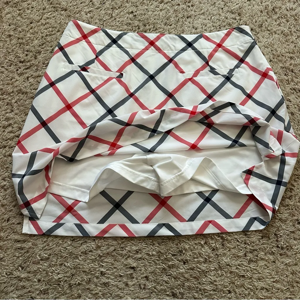 Lady Hagen USA Windowpane Plaid Golf Skort Women's Size 10 White Red Pickleball - Image 7