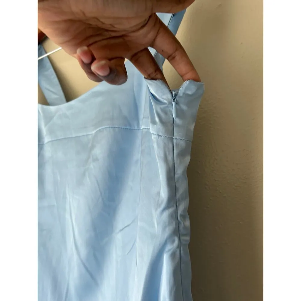 Odette Satin Blue Mini Dress US Size 4 - Image 6