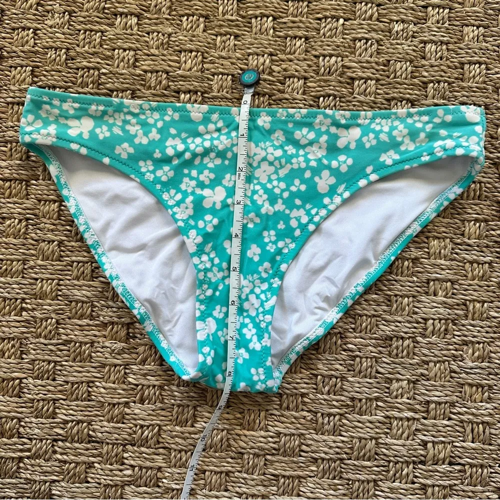 Aerie small white and teal floral print bikini bottom - Image 9