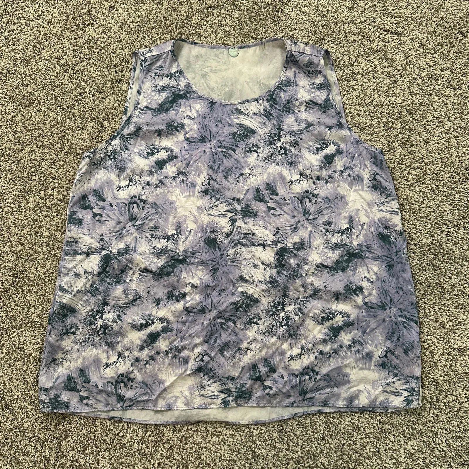 Margaret O'Leary purple & cream silk tank top size S - Image 5