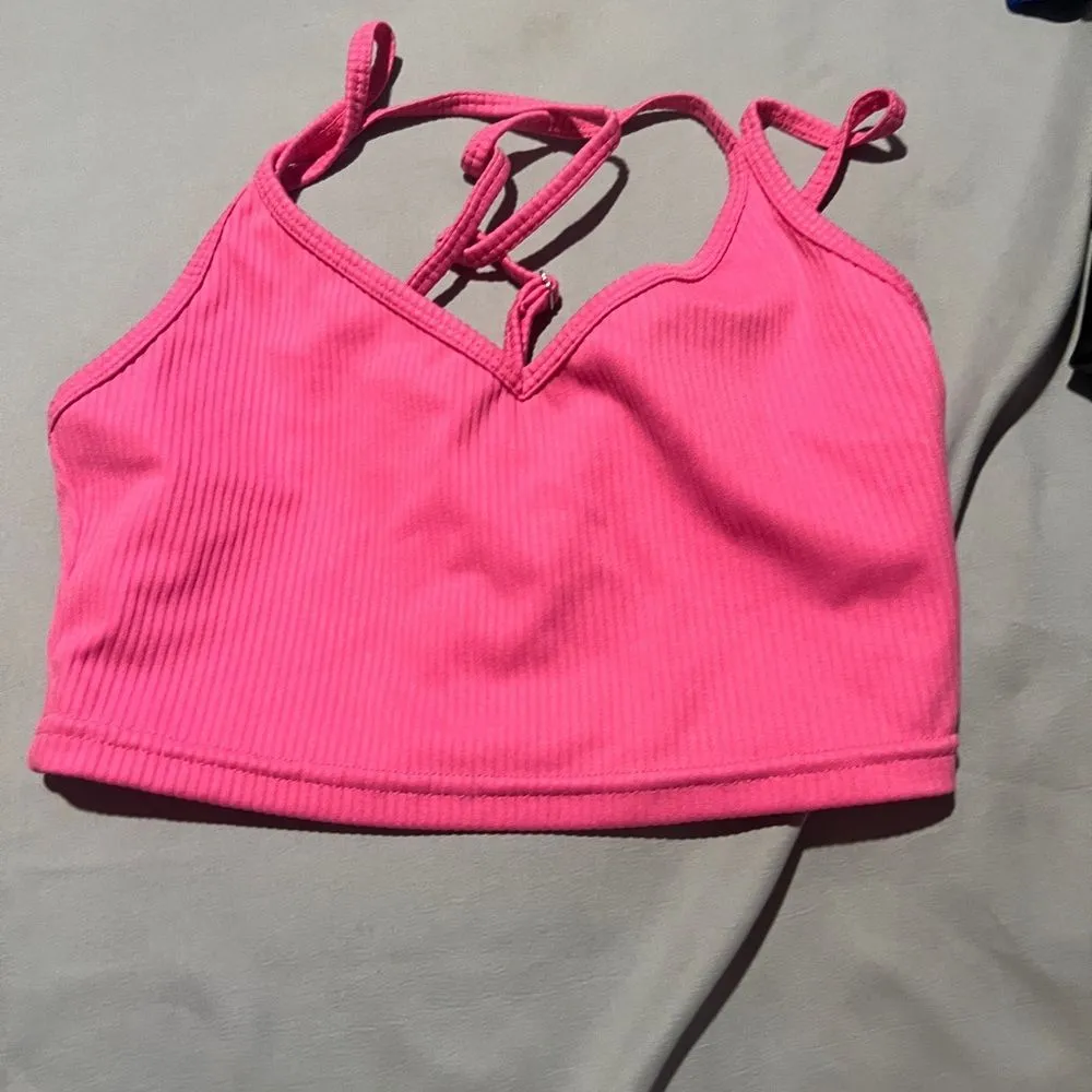 For Love & Lemons Eva Crop Top/Sports Bra pink small - Image 3