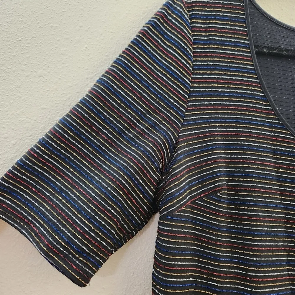 Modcloth - Rainbow Glitter Black Striped Dress - Image 4