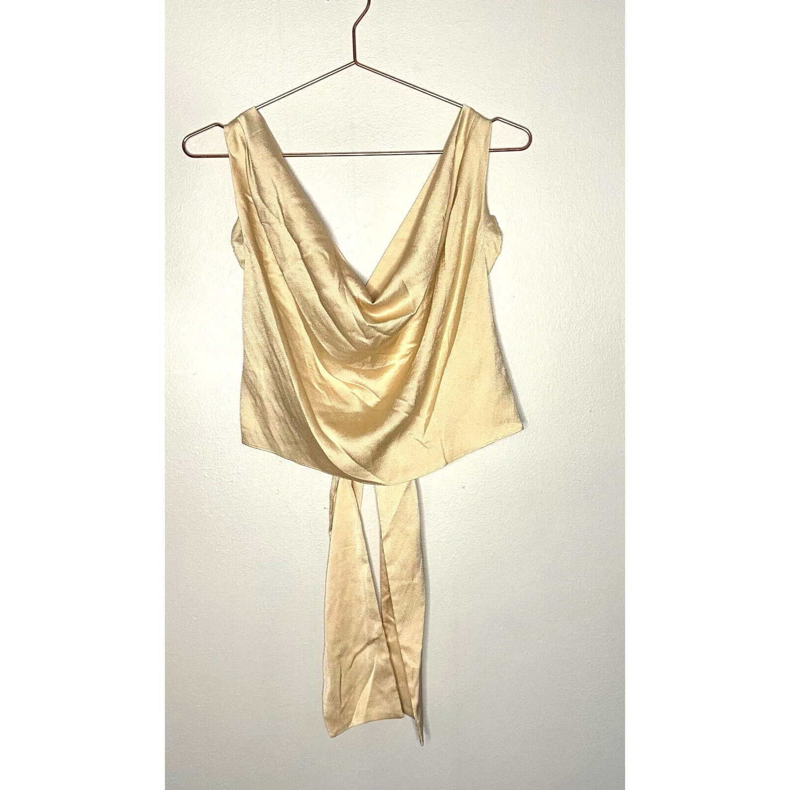 Finders Keepers Gabriella Cami Champagne Color Cross Back Tie Party size Large - Image 4