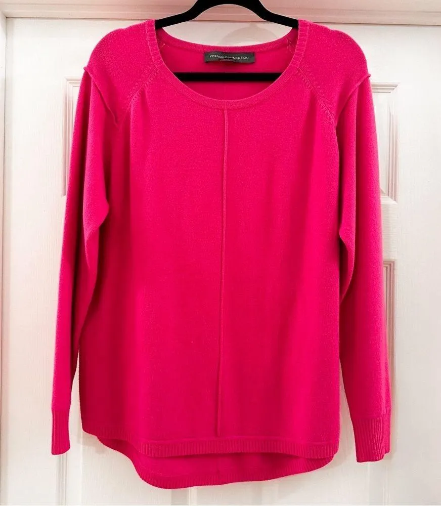 French Connection Babysoft Crew neck Jumper Sweater Bright Prosecco Pink sz LG - Image 2