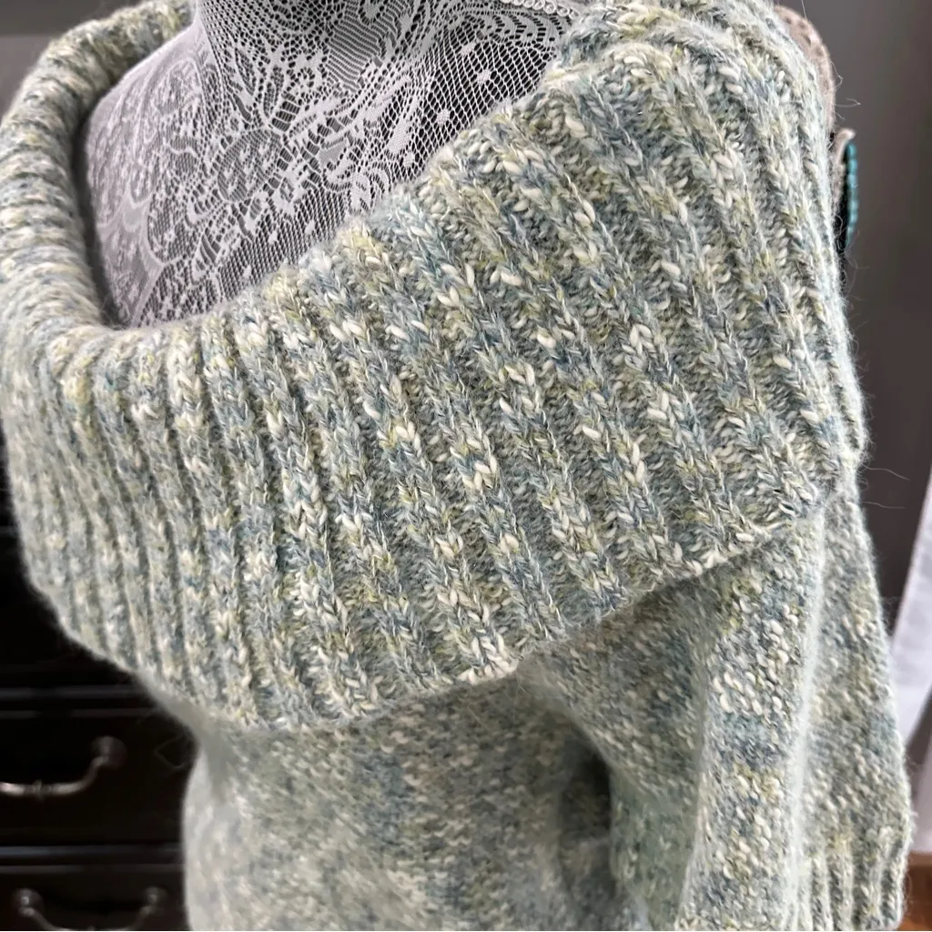 Kensie Alpaca Blend Off-Shoulder Cowl Neck Sweater Soft Melange Knit Size M - Image 3