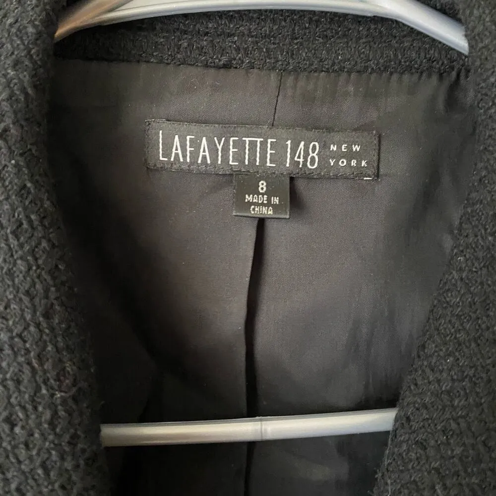 Lafayette 148 sz 8 black wool ruffle‎ mod coat - Image 6