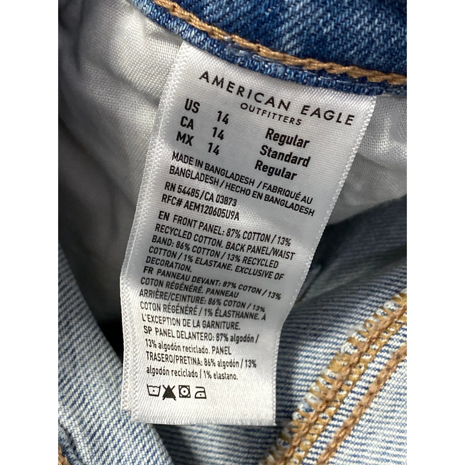 NEW American Eagle Strigid Women's Blue Distressed Baggy Denim Jeans Size 14 - Image 5