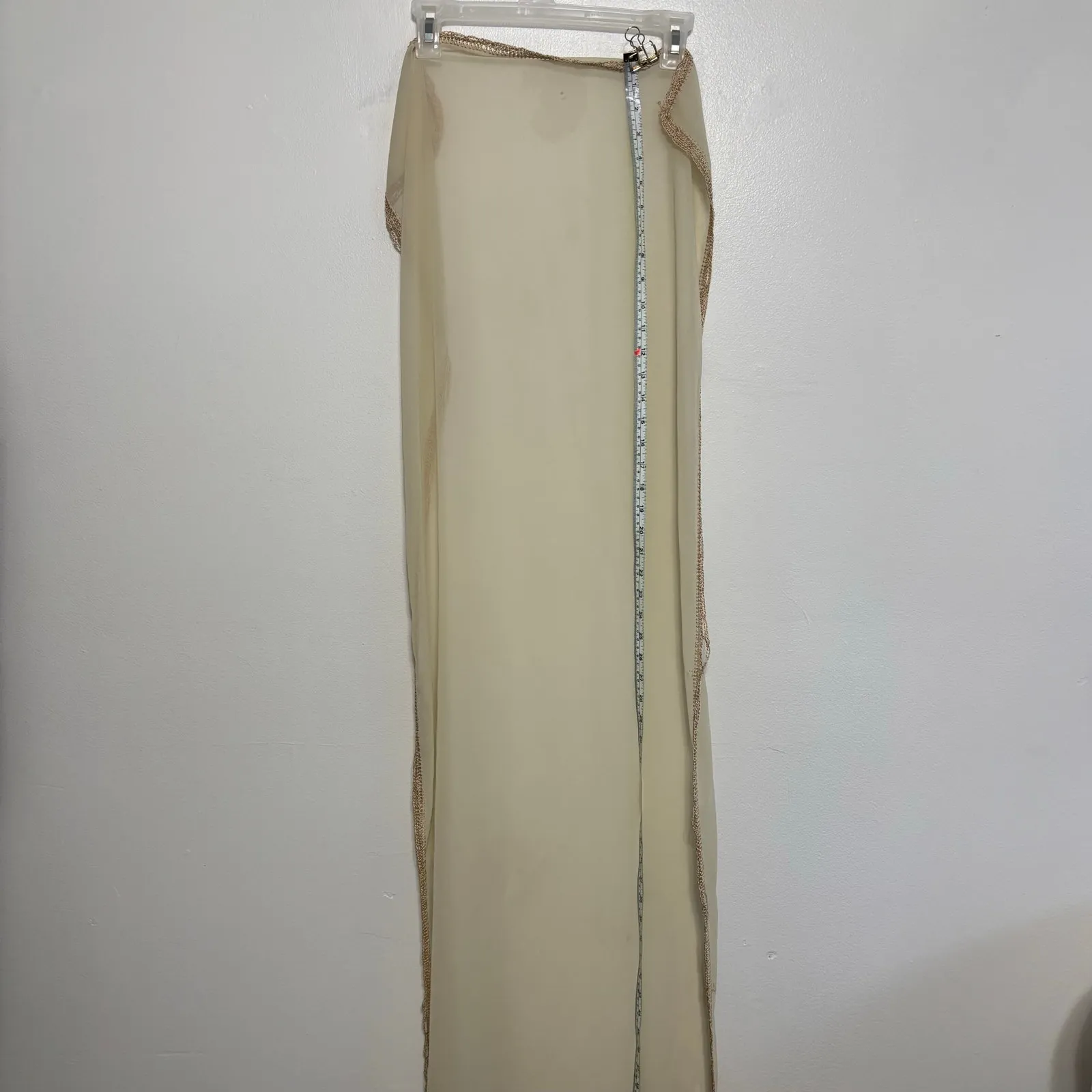 Rampage  Champagne Evening Gown Deep V Neck Ruffle Front Zip Back Size 13 - Image 13