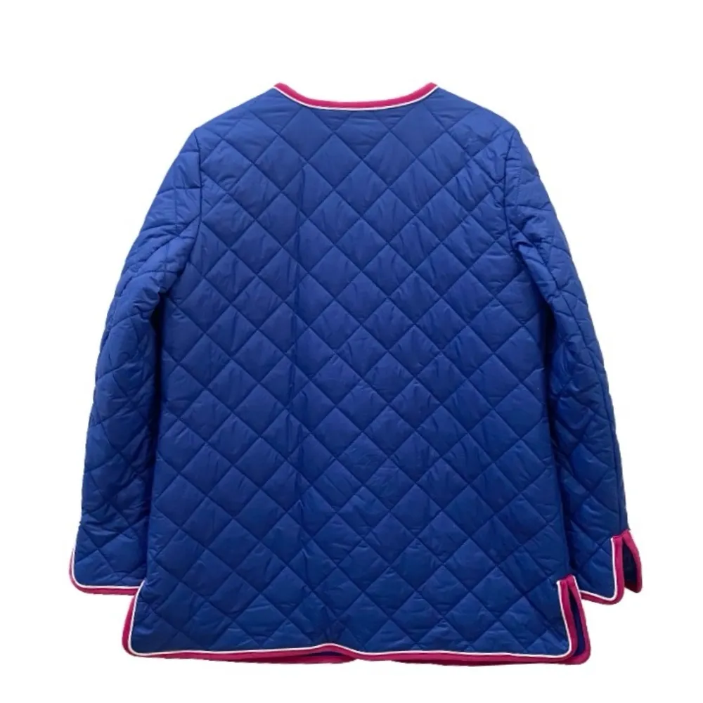 DENNIS by Dennis Basso Royal Blue Quilted Jacket with Contrast Piping Size M - Image 3