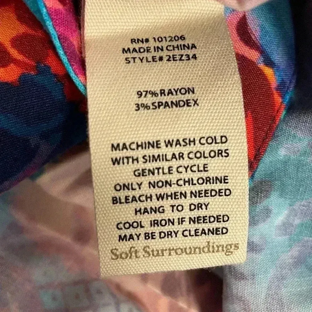 Soft surroundings floral water color tunic artsy art teacher mature NEW Size L - Image 6