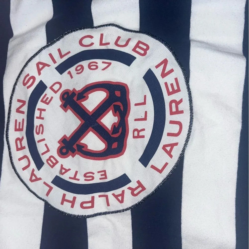 RLL Ralph Lauren pullover neck nautical stripe sweater top jumper L Logo - Image 3