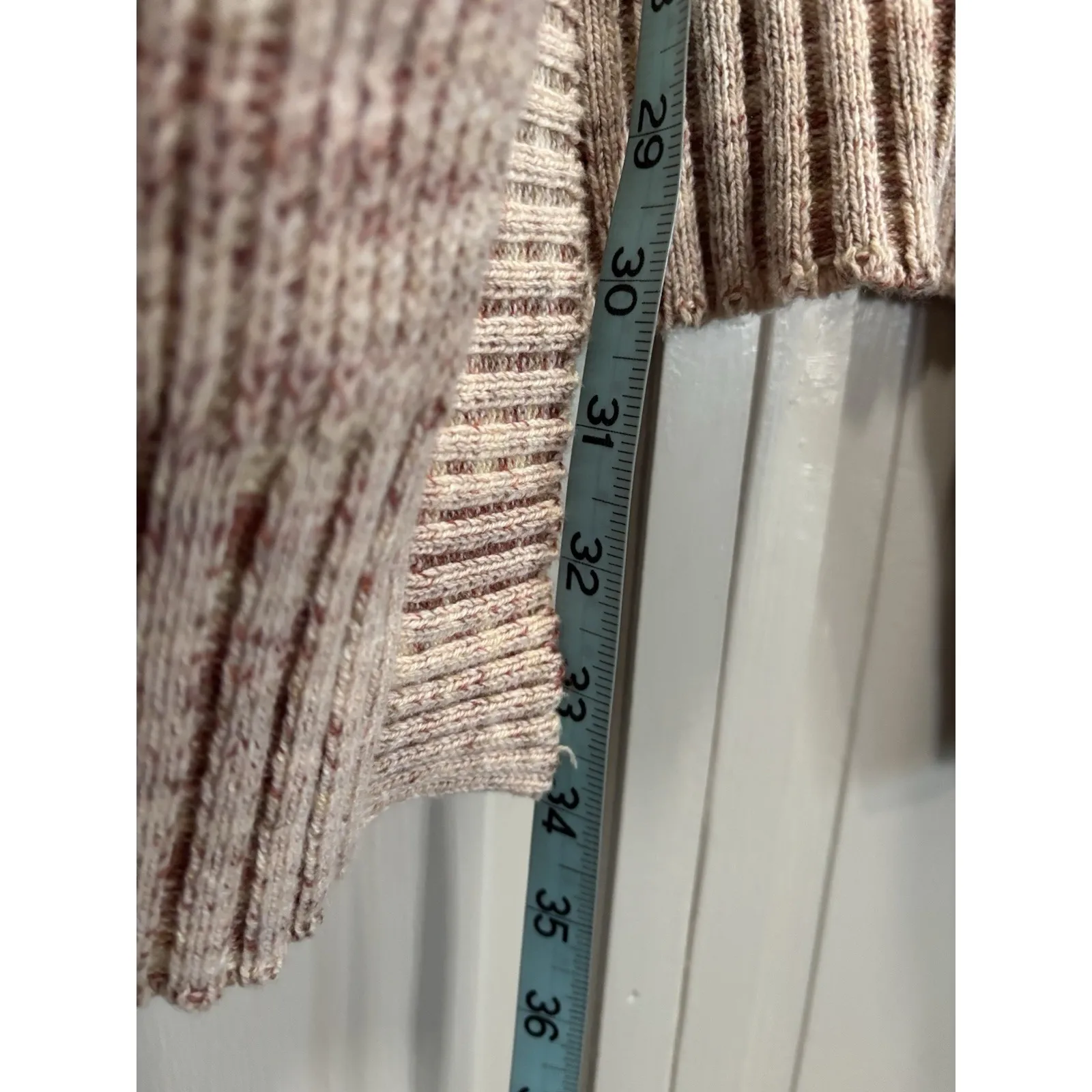 Knox Rose Open Cardigan Long Sleeve Knit Size L Pockets Oversized Cream/Pink - Image 3