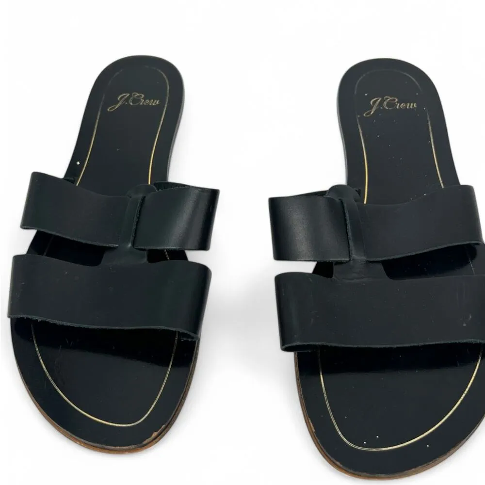 J Crew | 9 | Cyprus Sandals with Interlocking Straps Leather Flats Slip On Slide - Image 2