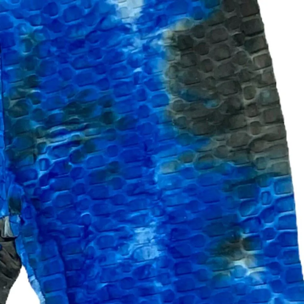 Ladies Crinkly Tie Dye Shades of Blue Workout Athleticwear Sports Shorts ~ S/M Size undefined - Image 3