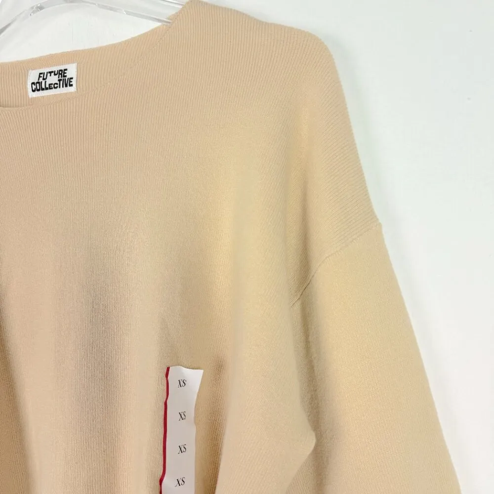 NWT  with Jenny K. Lopez Cropped Crewneck Sweater Beige Size XS - Image 4
