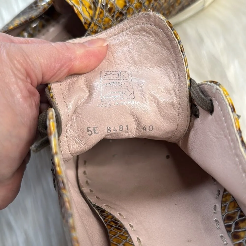 Miu Miu  Yellow Python Print Leather Studded Toe Cap Sneakers - Image 10