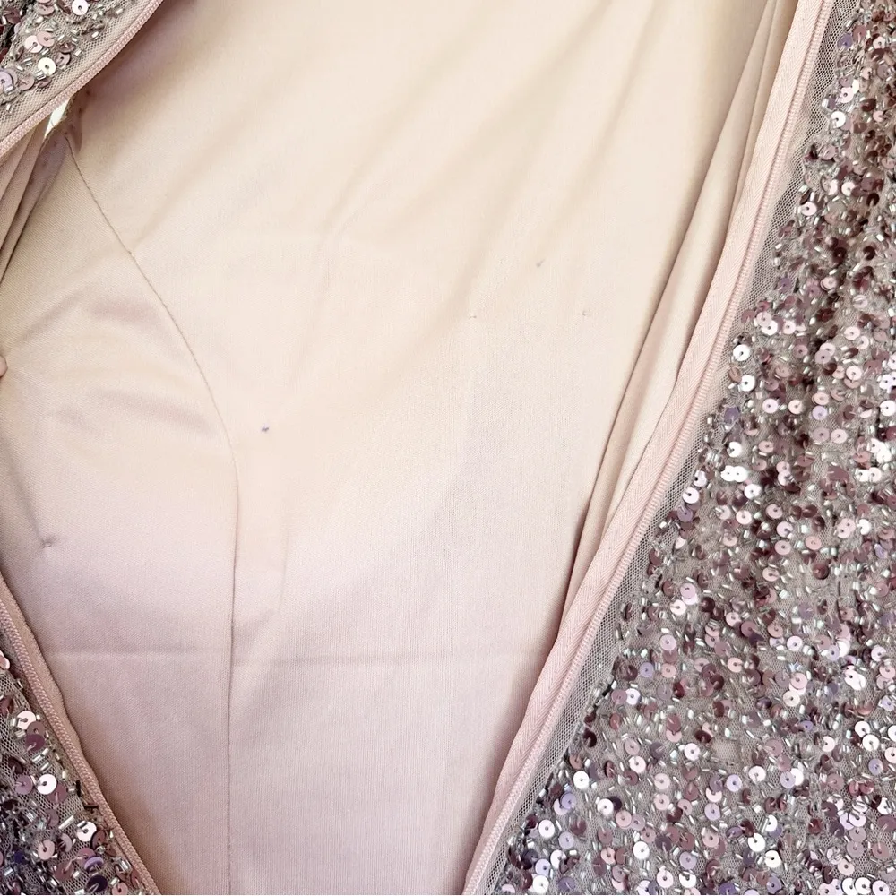 NWOT MAC DUGGAL Sleeveless Sequined Midi Sheath Dress Rosewood  8 - Image 7