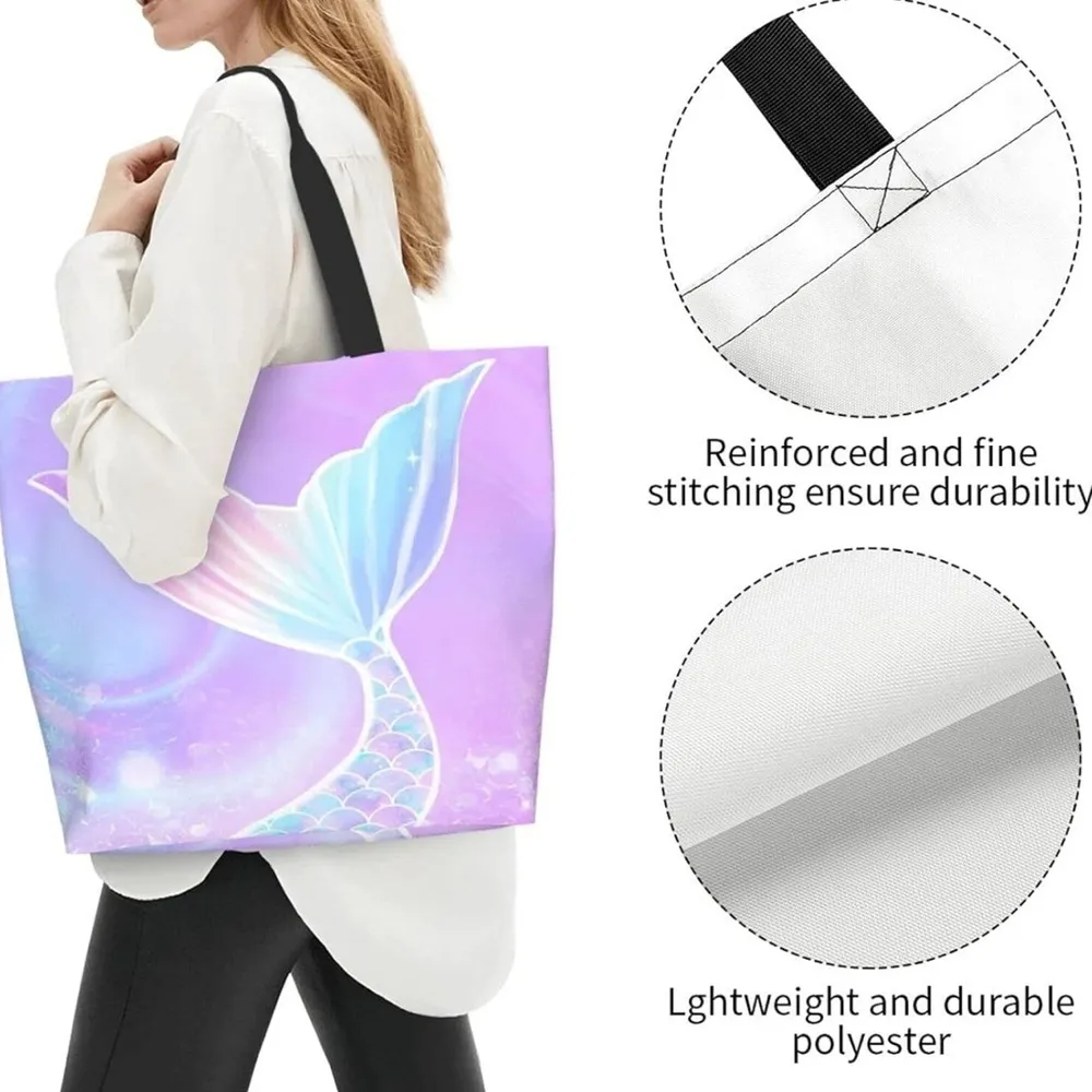 Canvass Purple Mermaid Tail Tote Bag NWT Pink - Image 3
