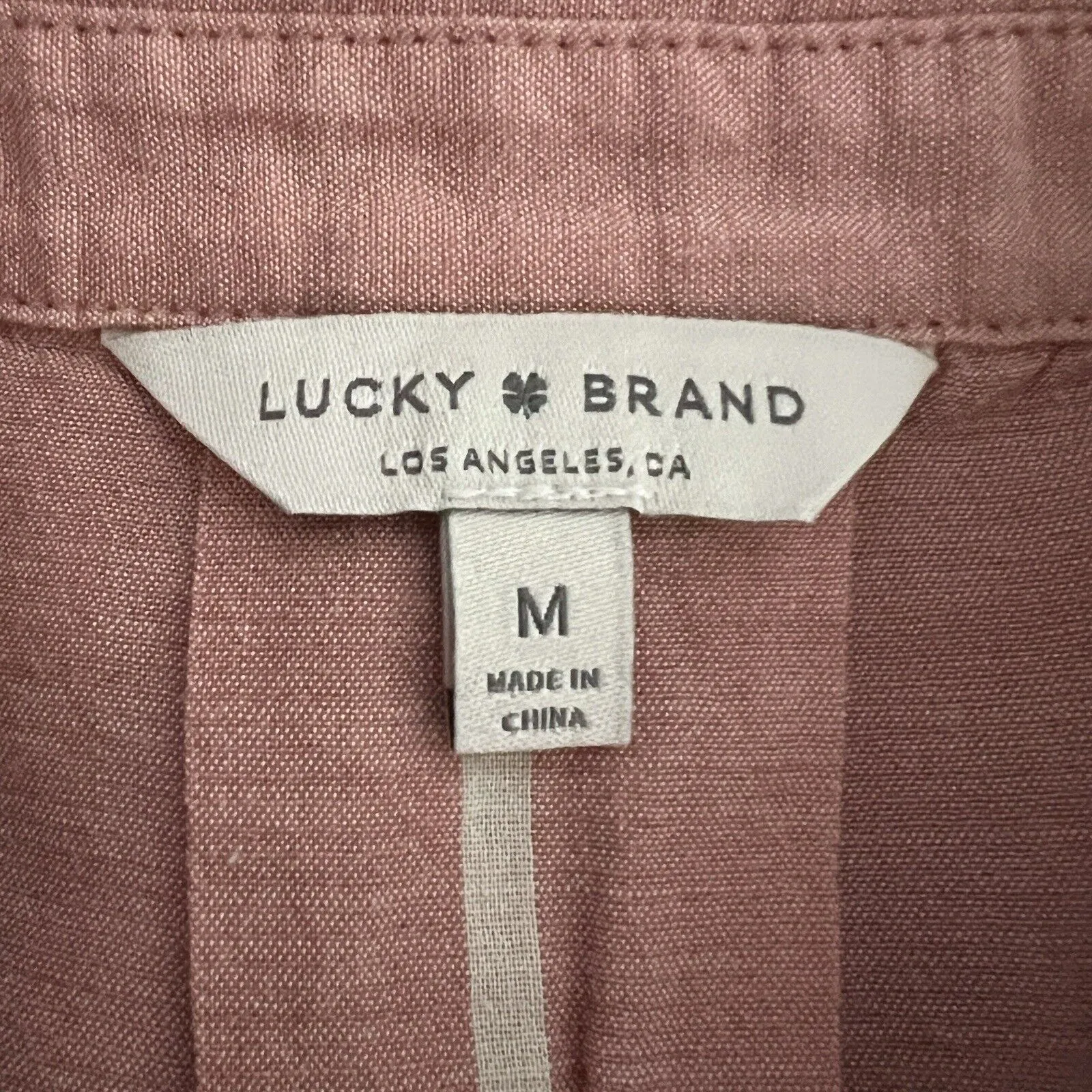 Lucky‎ Brand Shirt Womens Medium Pink White Stripe Button Up Bohemian Preppy - Image 6