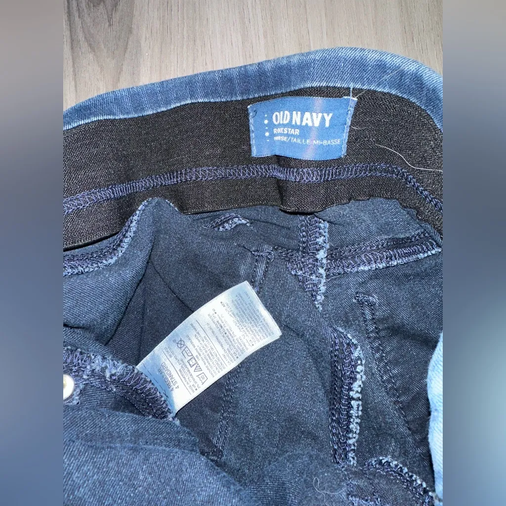 Old Navy Blue Denim Jean Material Rockstar Stretch  Jeggings Stretch Waist 4R - Image 4