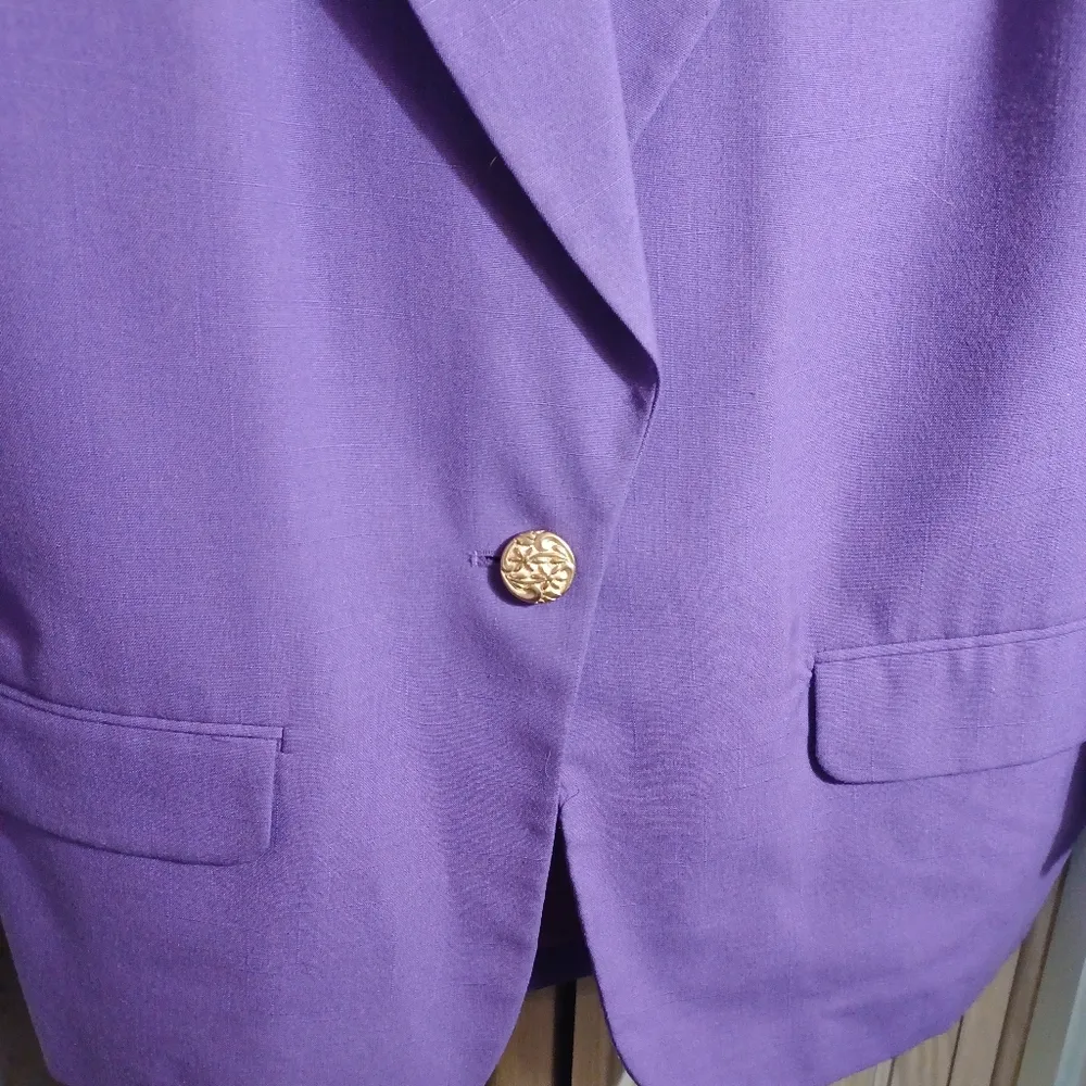 Lynn Greene for Richard Neal Women's Blazer Size 12 Purple Lined. - Image 3