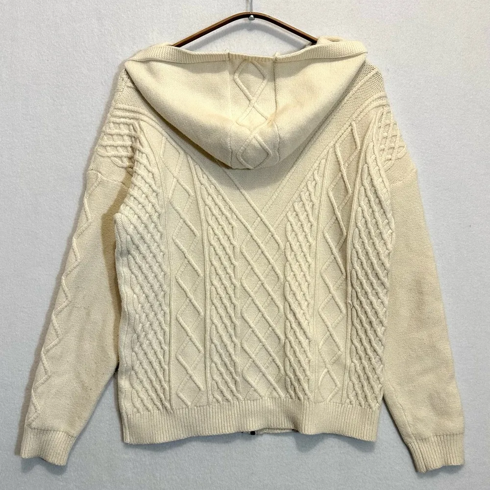 Women’s Cable Knit Jacket Hooded Sweater Zippered Size M Size M - Image 8