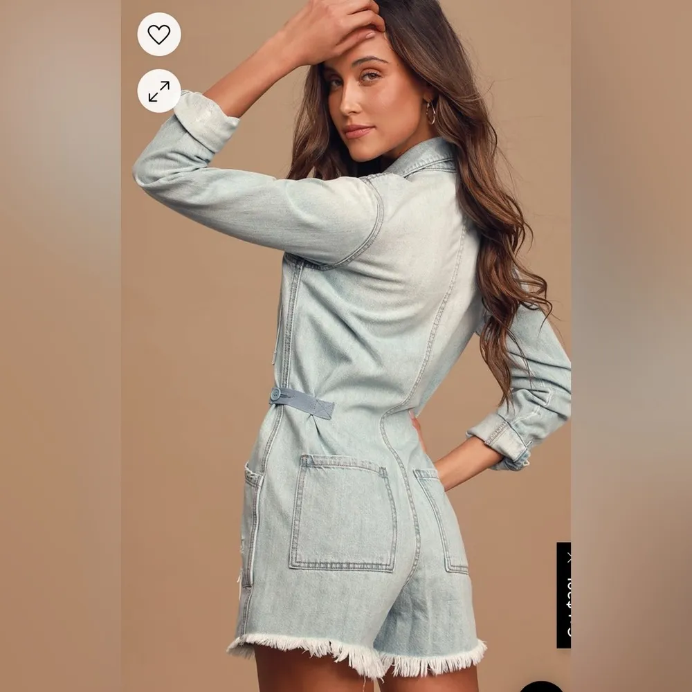 Freda Light Wash Denim Long Sleeve Romper - Image 2