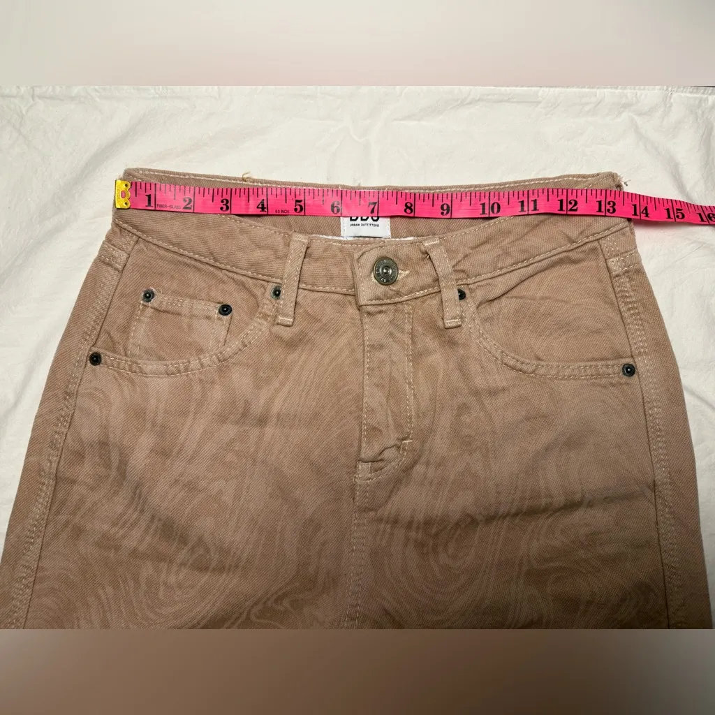 Urban Outfitters BGD Wide Leg Puddle Jeans In Tan Blush Pink Swirl 26 - Image 7