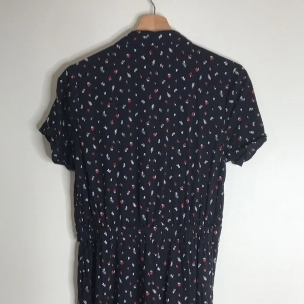 J. Jill Twist Tie Wide Leg Black Floral Print Button Up Jumpsuit size xs - Image 13