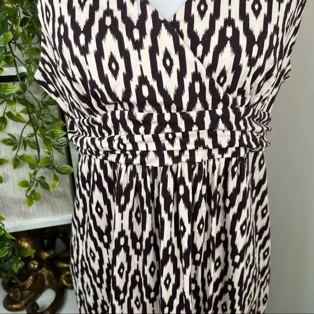 LOFT Outlet V neck Maxi Dress Deep Purple and Ivory Sleeveless Size LP - Image 4