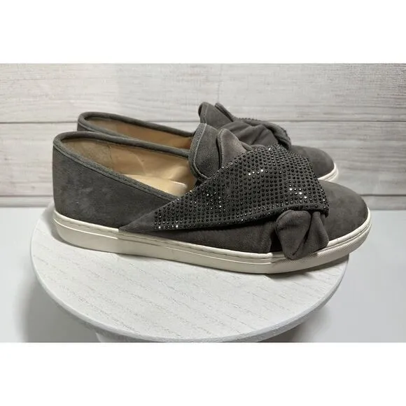 Vince Camuto Womens Barita Gray Suede Slip on‎ Casual Shoes Size 8.5 Rhinestones - Image 4