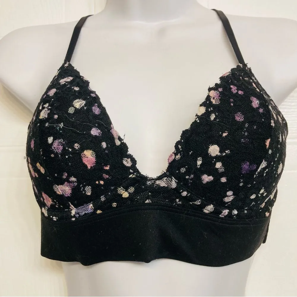 Victoria's‎ Secret Pink Lace Bralette Bra Racerback Lightly Lined Sz Small Black - Image 2