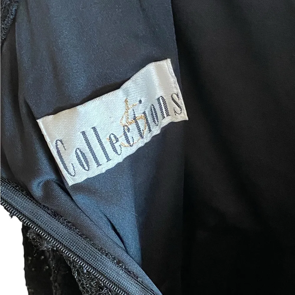 Vintage 90s black lace Chiffon sheer overlay babydoll dress Grunge Emo LBD Goth Size M - Image 7