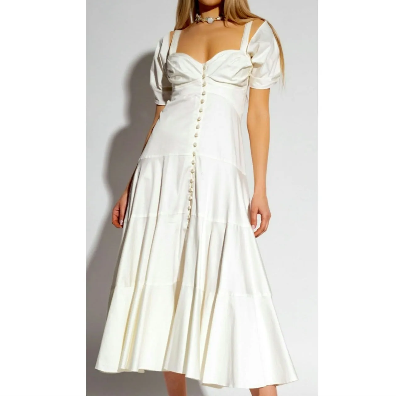 Cult Gaia  Mina Dress‎ Cream Ivory White Button Down Front Small - Image 16