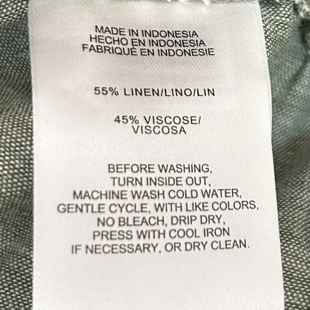 Jones New York Pants Size Large Linen Blend Sage Green Crop Cargo Pockets - Image 3