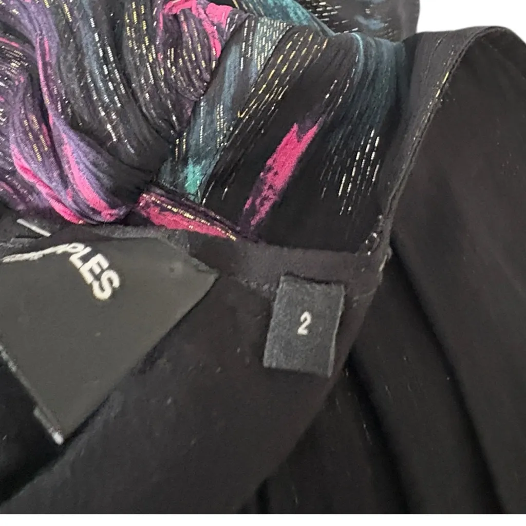 The Kooples Metallic Printed Short Sleeve V neck Midi Dress Size 2 US 6 - Image 9