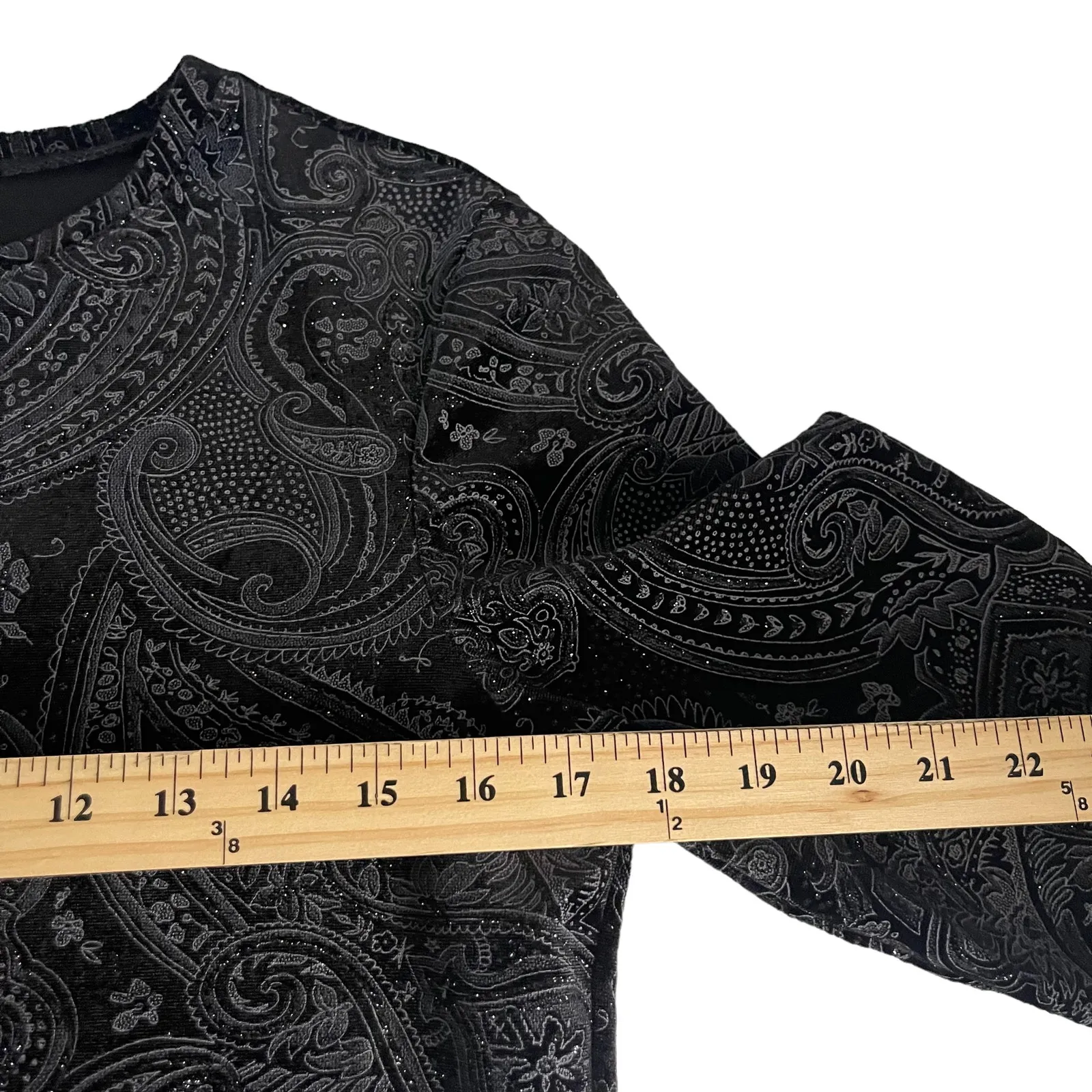 Vintage 90s Small Fairy Grunge Sparkle Black Whimsigoth‎ Paisley Top Witchy - Image 7